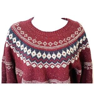 Weatherproof Argyle Sweater Sz XXL Burgundy Navy Crew Neck Y2K Retro VTG Preppy